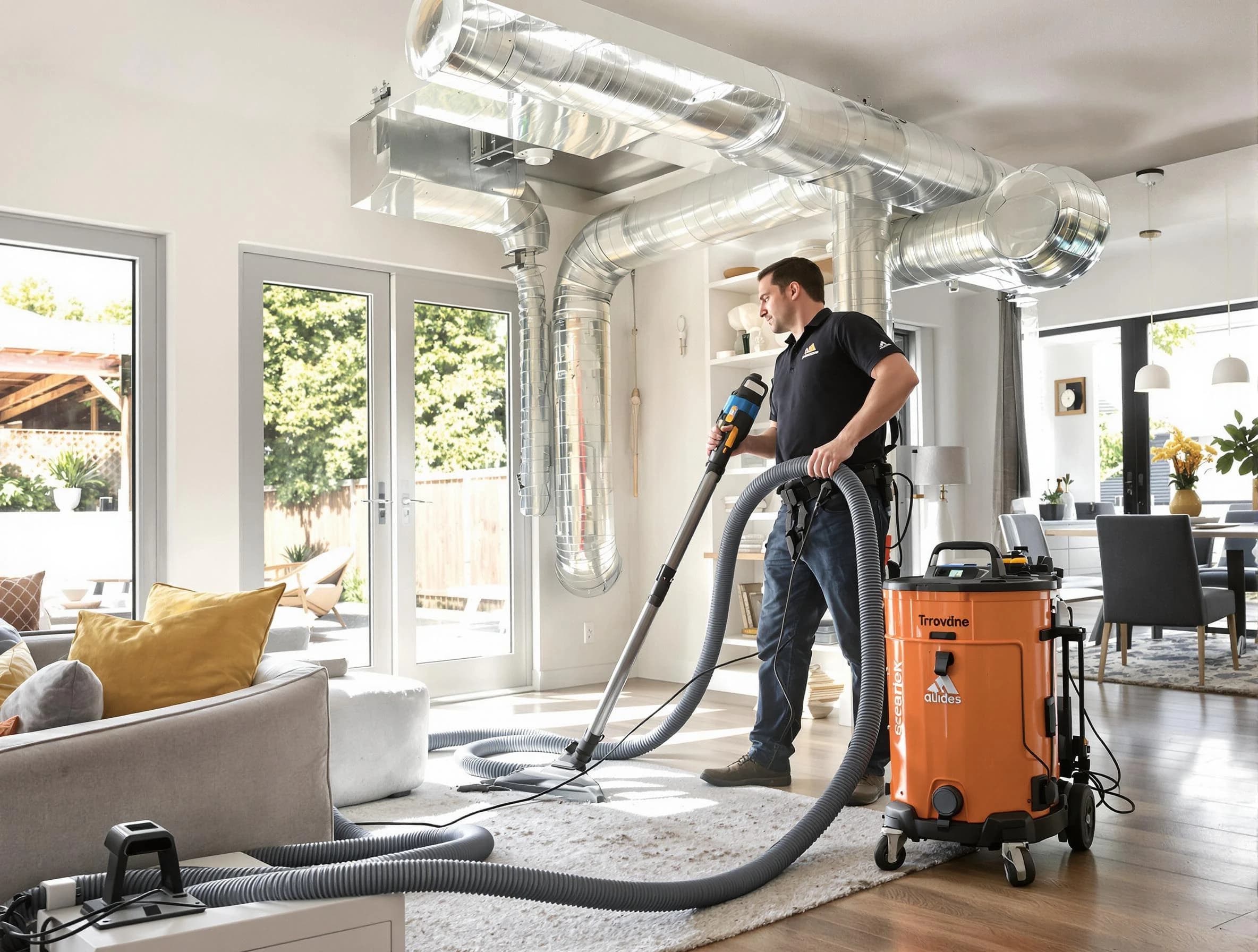 Clinton Air Duct Cleaning specialist performing thorough residential duct cleaning using advanced equipment in Clinton
