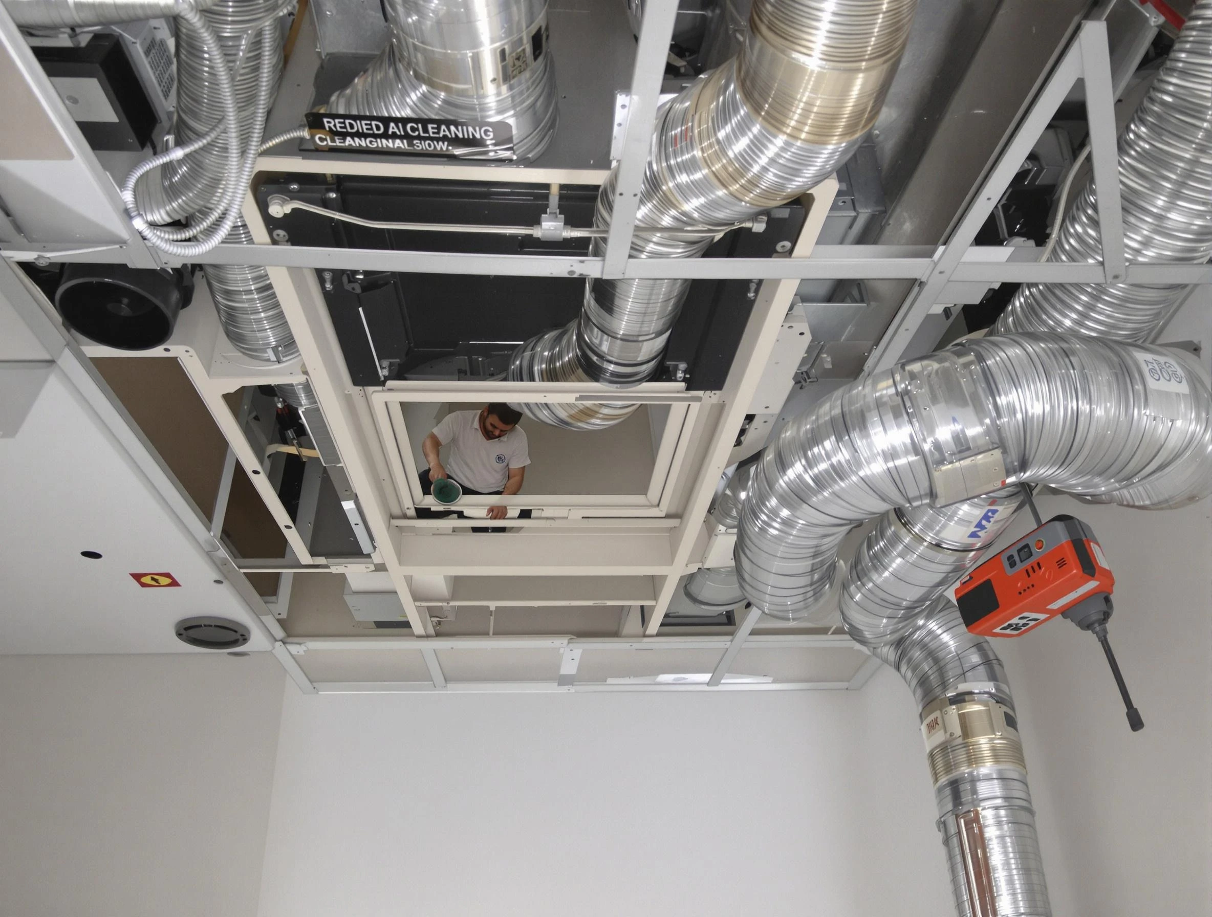 Clinton Air Duct Cleaning technician performing detailed central duct system cleaning in Clinton